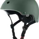 Skateboard Bike Helmet, Lightweight Adjustable, Multi-Sport for Bicycle Skate Scooter, 3 Sizes for Adult Youth & Kids (Large: 57-61 cm / 22.4"-24", Matte Blackish Green)