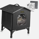 Heated Cat House for Indoor Cats in Winter, Waterproof, Fully Insulated Shelter for Stray and Feral Cats, Great for Cat Houses for Outdoor Cat and Cat Beds for Indoor Cats (BlackHeat, Small)