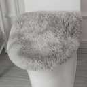 Soft Fluffy Toilet Lid Cover Tie-Dyed Light Grey 17.7" x 19.7" | Adjustable Non Slip Backing, Washable Absorbent Toilet Seat Cover for Most Bathroom Elongated and Oblong Lid
