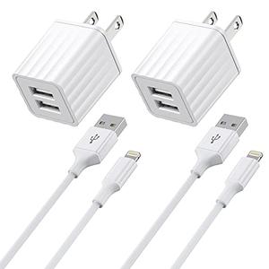 iPhone Charger,[Apple MFi Certified] Fast iPhone Charger 2PACK 6FT Lightning Cable Cord Fast Charging Dual 2 Port Plug USB Wall Charger Compatible with iPhone 14 13 12 11 Pro Max XS XR X 8 Plus 7 iPad