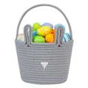 CubesLand Gray Easter Basket for Boys Toddler Kids,Big Cute and Reusable Woven Cotton Rope Empty Gift Bunny Basket with Handle for Easter Egg Hunt, Kids Party Supplies, Easter Decor (Large-9.8 x 7.8 x 7.8, Lively Bunny-Grey)