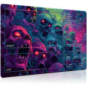 MTG Playmat 24x14 Inch | Optional Game Zone Layout | Non-Slip Rubber Base | Stitched Edges | Includes Free Storage Bag | for TCG, Board Games, and Desk Use (Goreveil, with Zone)