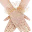 SATINIOR Ladies Lace Gloves for Women Tea Party Elegant Short Courtesy Gloves for Wedding Dinner Opera Parties