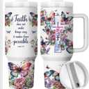 Christian Gifts for Women,40oz Tumbler with Lid and Straw Travel Coffee Mug Christian Affirmations Stainless Steel Double Wall Vacuun Insulated Cup (Pack of 1)
