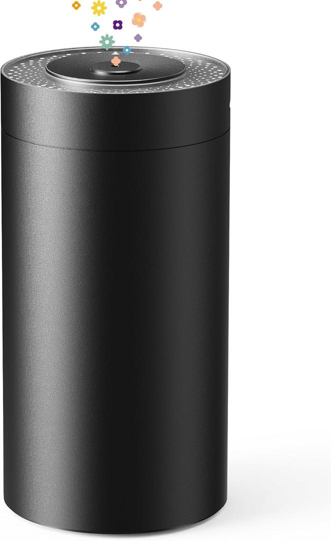 Waterless Essential Oil Diffuser, Car Diffsuer, Battery Powered Nebulizer with 3 Mist & Timer Modes, 20 mL Oil Capacity, Mini Scent Air Machine for Home, Office, Bedroom & Car, Black