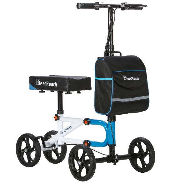 Knee Scooter，Knee Scooter for Adults for Foot Surgery，Steerable Knee Walker for Foot Injuries Compact Crutch Alternative with Dual Braking System (Blue)