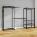 ecobedding Heavy Duty Garment Rack, 900LBS Max Load Freestanding Closet Organizer with 6 Storage Shelves & 3 Adjustable Hanging Rods, Multifunctional, Glossy Black, 15.75" D x 70-88.5" W x 76.5" H