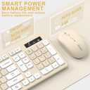 Wireless Keyboard and Mouse Combo, Full-Sized Wireless Keyboard and Adjustable DPI Mouse, 2.4GHz USB Receiver, Keyboard and Mouse for PC, Windows, Desktop, Laptop (Latte Color)