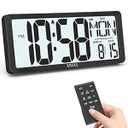 XREXS 14.17 Inch Digital Wall Clock with Remote (Battery Operated) Backlight(Not Constantly Illuminated) | Count Down Timer | Displays Temp, Date & Week | Ideal for Home, Office, Classroom