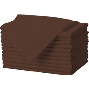 Gee Di Moda Cloth Napkins - 17 x 17 Inch Chocolate Dinner Napkins - Set of 12 Soft & Absorbent Washable Fabric Cloth Table Napkins with Hemmed Edges for Hotel Restaurant, Holiday Parties & Wedding