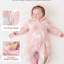 Unnivoll Baby Winter Clothes Cotton Baby Snowsuit for Boys Girls Long Sleeve Onesie Hooded Romper Newborn Jumpsuit Outfits (Pink)