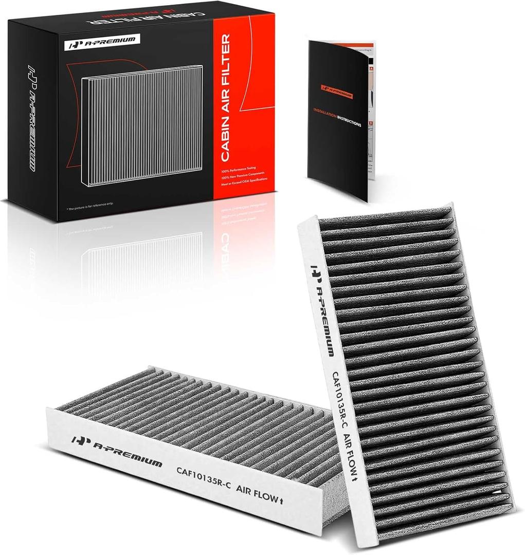 A-Premium 2-PC Cabin Air Filter w/Activated Carbon Compatible with Honda & Acura Model - Civic (01-05), CR-V (02-06), Element (03-11), CSX (06), EL (97-00 02-05), RSX (02-06)