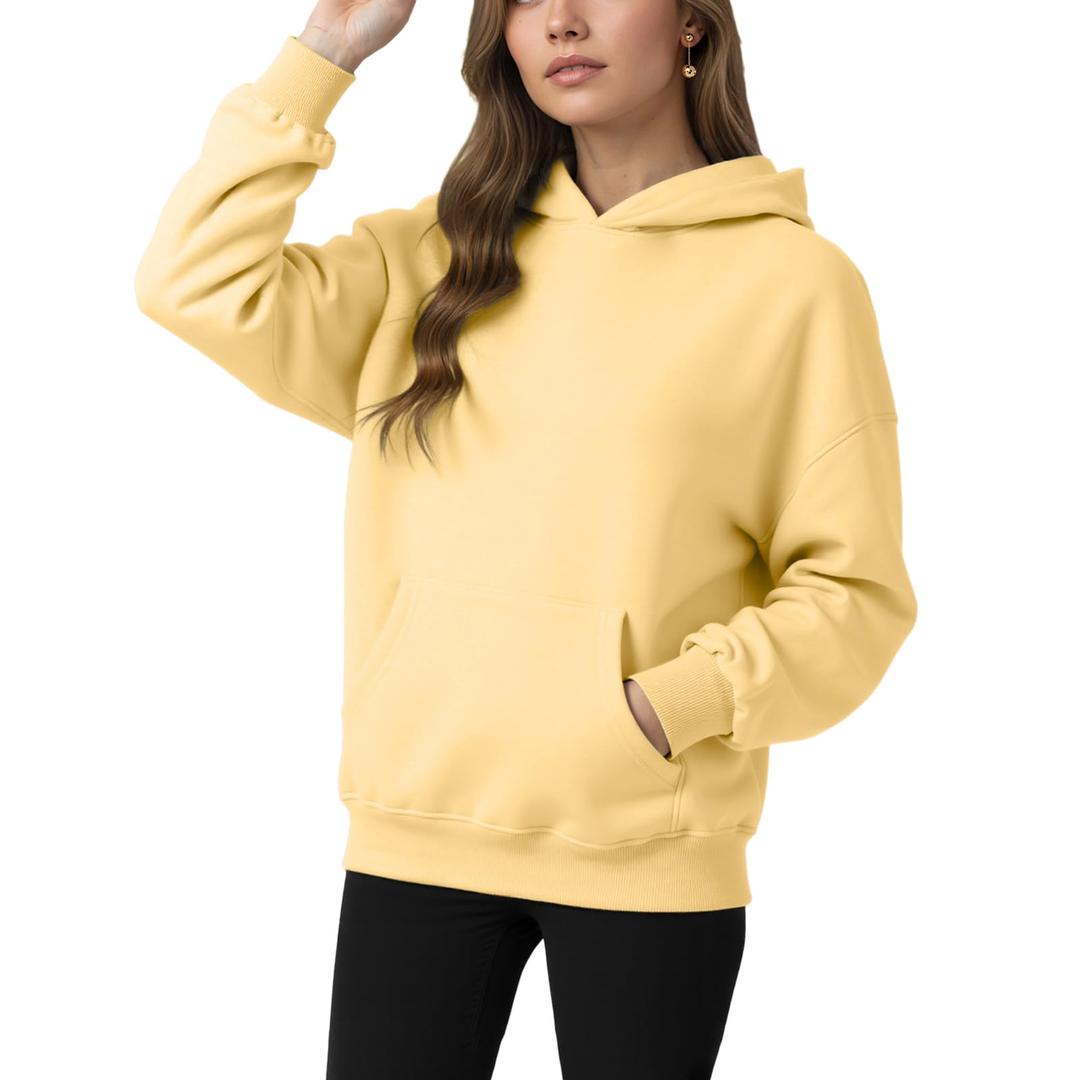 Womens Hooded Hoodies Sweatshirts - Long Sleeve Crewneck Sweaters With Pocket 2026 Fashion Spring Oversized Clothes XS