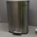 SONGMICS 13 Gallon (50 L) Trash Can, Stainless Steel Kitchen Garbage Can, Recycling or Waste Bin, Soft Close, Step-On Pedal, Removable Inner Bucket, Silver ULTB050E01