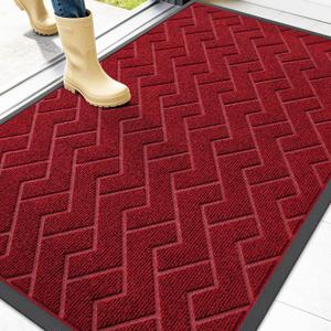 OLANLY Front Door Mat Outside 47x32, All-Season Absorbent Rubber Doormat