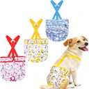Female Dog Diapers 3 Pack Washable Dog Diapers Female Dog Diaper that Stay on Dog Diaper Female with Suspenders Reusable Doggie Diapers for Heat, Incontinence and Puppy Training (Medium)