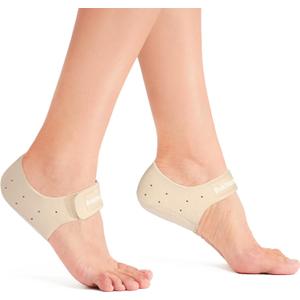 Plantar Fasciitis Gel Heel Protectors - Bukihome Heel Cup for Women Men Heel Spur Pain Relief - Heel Insert Pad for Achilles Tendinitis Dry Cracked Heel Support Cushion,Men 8.5-14|Women 9.5-13 (Beige)