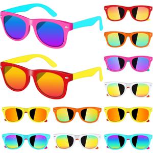18 Pack Kids Sunglasses Bulk Party Favors for Kids 4-8-12 80s Style Neon Sunglasses with UV400 Protection Goodie Bag Stuffers Pool Party Favors Decorations end of Year Student Gifts for Boys and Girls