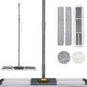 36 Inch Commercial Industrial Floor Mop, Long Handle, Washable Cotton and 2 Microfiber Mop Pads, Heavy Duty Wet and Dry for Hardwood, Tiles, Laminate