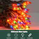 Dirnun Christmas Lights Multicolor 100 Count Incandescent Light UL Certified Connectable Christmas Tree Lights with Green Wires for Indoor Outdoor Xmas, Wedding, Holiday, Party, Home Decorations