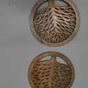Wedding Gifts Set of 2 Wooden Trivets for Hot Dishes Pots and Pans Tea Pot Holders Hot Pads Tree of Life Design Modern Farmhouse Kitchen Counter Decor Dia 8'' Inch (Burnt)