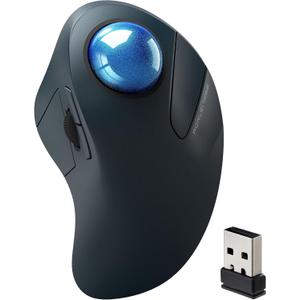 Wireless Trackball Mouse for Large Hands, Ergonomic Index Finger Control, Rechargeable Bluetooth/USB Mouse with Precise Smooth Tracking, Multi-Device Connection for Windows & Mac, Dark Blue