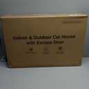 Heated Cat House for Outside, Waterproof Awning & Escape Door Heated Cat Houses for Indoor/Outdoor Cats in Winter, Elevated & Insulated Outdoor Cat Shelter for Feral Cat(Green, 25.2"x16.5"x12.2")