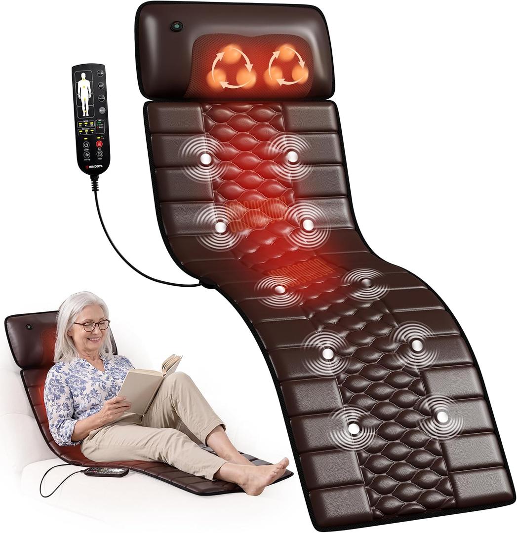 Full Body Massage Mat with Heat, Shiatsu Neck Massage Pillow 10 Vibrating