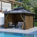 Aoodor 12x14 ft Outdoor Gazebo Curtains, 4 Panels Waterproof Privacy Sidewall Replacement with Zipper for Patio Pergola and Canopy, Brown