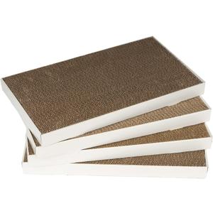 Amazon Basics Corrugated Cardboard Cat Scratchers, 4 Pack, White (4 Piece Set)