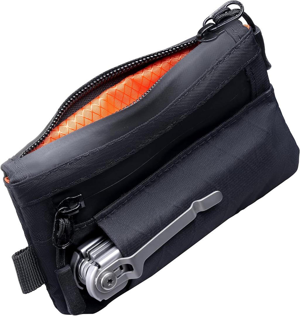 EDC Pouch RFID Blocking Tactical Zipper Wallet, Waterproof Wallet for Men (Holds 112 Cards) (Black)