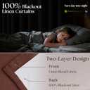 Brick Brown Pinch Pleated Blackout Linen Curtains 120 Inches Long for Living Room Bedroom 2 Panels Room Darkening Thermal Insulated Red Chestnut Country Farmhouse 100% Black Out Window Curtain Drapes