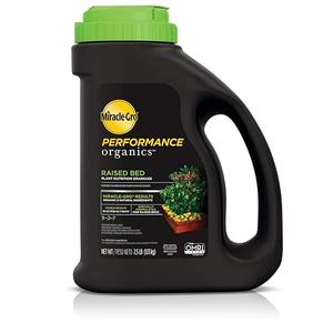 Miracle-Gro Performance Organics Raised Bed Plant Nutrition Granules - Plant Food with Natural & Organic Ingredients, for Vegetables, Fruits, Herbs and Flowers in Raised Beds, 2.5 lbs.