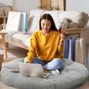 Extra Large Floor Pillow 35 Inch Round Floor Meditation Cushion Papasan Swing Cushion for Adults Oversized Playroom Pillows Big Pillow for Meditation Yoga Living Room Sofa (Gray, Classic)