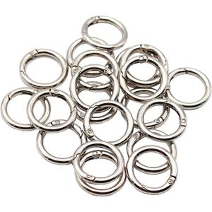 20pcs Trigger Spring O Rings Round Carabiner Clip Snap for Keyrings Buckle, Bags, Purses (Silver, 3/4 inch)