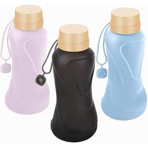 NAVTUE Collapsible Water Bottles 3 Pack Leak Proof,Reuseable BPA Free Silicone Foldable Water Bottles,Durable Lightweight for Travel Gym Camping Hiking Sports Water Bottle（Black&Purple&Blue）