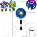 Viveta 2 Pack Wind Spinners,Flower Garden Sculpture, Metal Windmill, Green and Purple Pinwheels for Yard Lawn Patio Decor