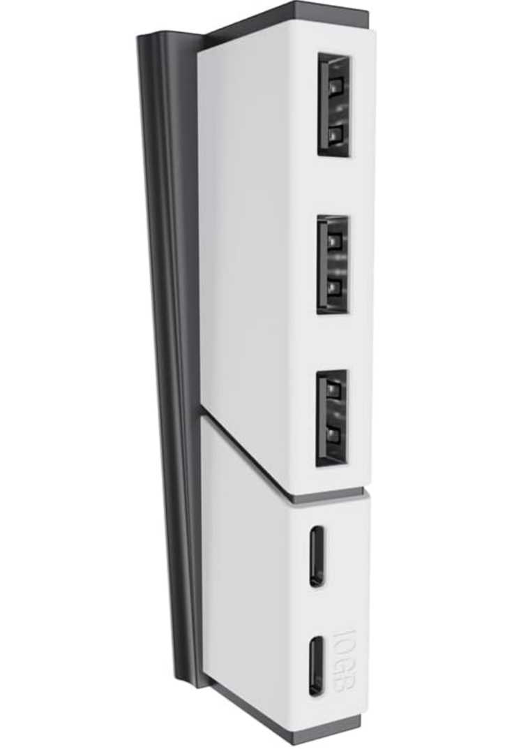 USB Hub Expansion Hub for P5 Slim Console, USB High-Speed Charger Splitter Adapter with 3 USB 2.0&2 Type C Port for P5 Slim Console