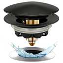 Anlige Bathtub Drain Stopper, Pop Up Tub Stopper and Cover, Bottom with Hair Catcher, Universal for 1.45 to 1.8in Drain, Replaces Old Drain Plug, Matte Black