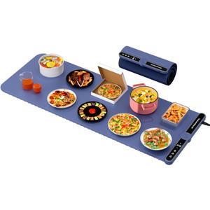 Electric Silicone Food Warmers for Parties Buffet XXL 40X15 Extra Extra Large Food Warming Mat Keep Food Warm Last 18H Even Heating 104F to 248F with Child Lock Easy Clean