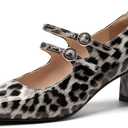 NEWBELLA Women's Patent Leather Mary Janes - Glossy Square Toe Pumps with Chunky Heel & Buckle Strap, Retro Dress Shoes for Work & Formal Events