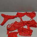 Lilosy Sexy Bow Feather Floral Lace Sheer Underwire Push Up Garter Lingerie Set (M, Red)