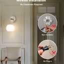 Brushed Nickel Battery Operated Wall Sconce Set of 2, Wireless Rechargeable Sconces Wall Lighting with Remote Control, LED Wall Lights with Opal White Glass Shade, 12 Colors RGB & 3 CCT Bulb