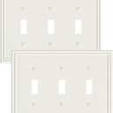 2-Pack Triple Toggle Light Switch Cover Plate, Durable Solid Zinc Alloy Decorative Switch Plate Covers, Light Almond 3 Gang Wall Plate, Corrosion Resistant