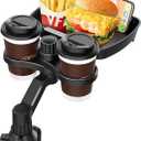 Biupky Car Cup Holder Expander, 4-in-1 Universal Cup Holder Tray Compatible with 2.6" to 3.94", Multi Cup Holders Table with Large Food Tray Phone Mount, for Travel Auto Trucker Road Trip Essentials
