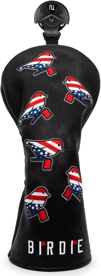 Golf Head Covers Driver Cover 3 Wood Headcover Hybrid Head Covers Embroidery USA American Flag Birdie Design Golf Club Headcovers Leather Wood Head Cover