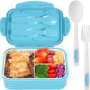 Bento Boxes for Adults - 1100 ML Bento Lunch Box Container For Kids With Spoon & Fork - Durable Perfect Size for On-the-Go Meal, BPA-Free and Food-Safe Materials(Blue)