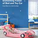 QPAU Blow up Inflatable Toddler Travel Bed with Sides, Toddler Air Mattress for Camping, Traveling, Hotel, or Home Use, Hand Pump Included (Pink)