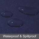Round Fitted Tablecloth with Elastic Edge, Flannel Backed Vinyl Tablecloths, Wipeable Waterproof Plastic Table Cloth Fits 27" - 32" Round Table for Dining, Camping, Indoor and Outdoor, Dark Blue