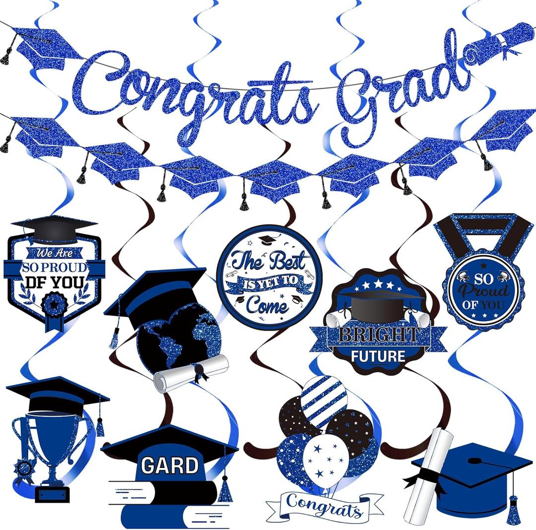 Congrats Grad Banner Graduation Party Decorations Graduation Banner Grade Decorations Class of 2025 with Congrats Decorations for 2025 Grade Decor (Purple Glitter)